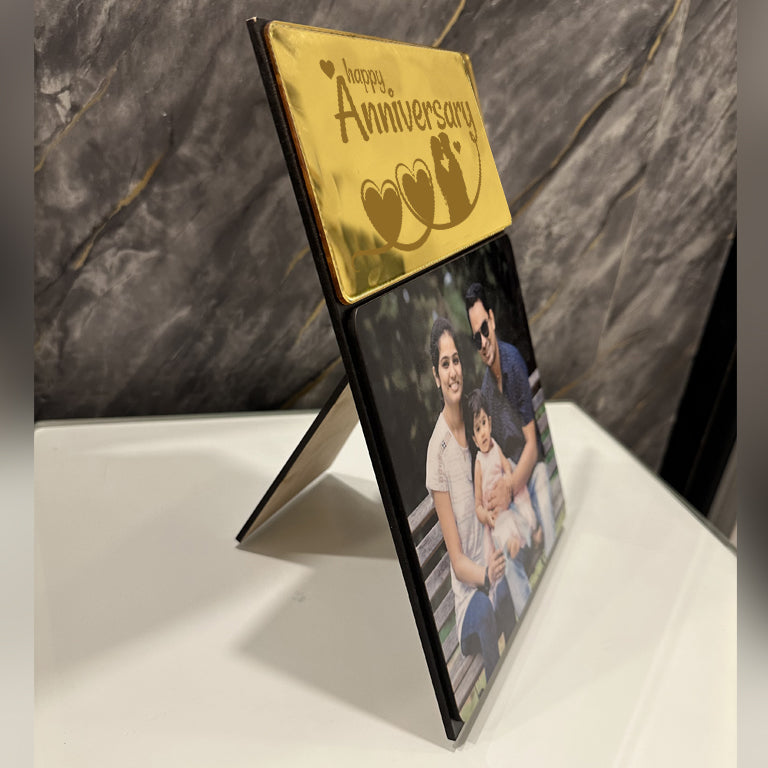 Personalized Wooden Table Top Photo Frame With Customised Text