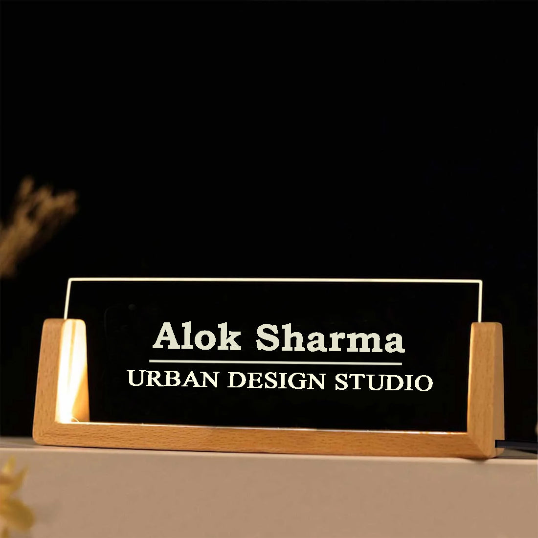 Desk Name Plate With LED Light