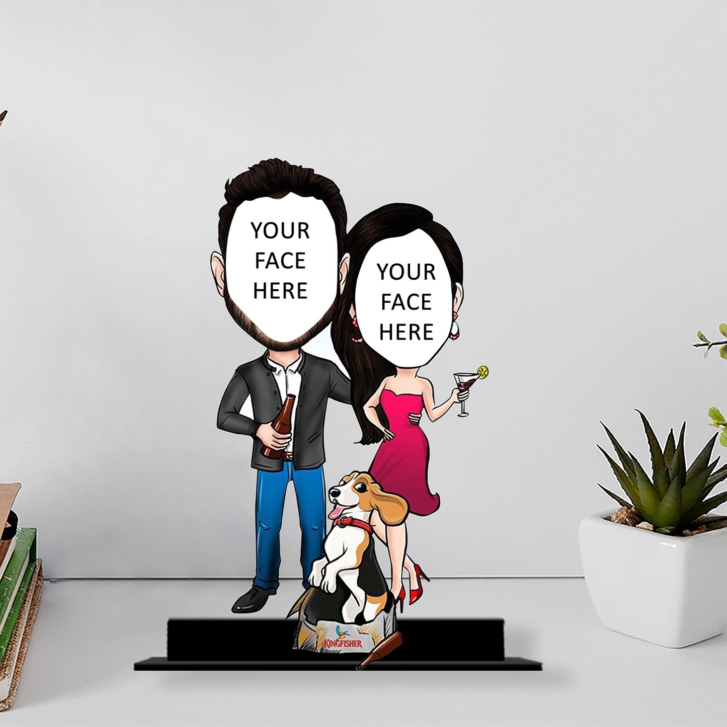 Couple With their Pet Caricature