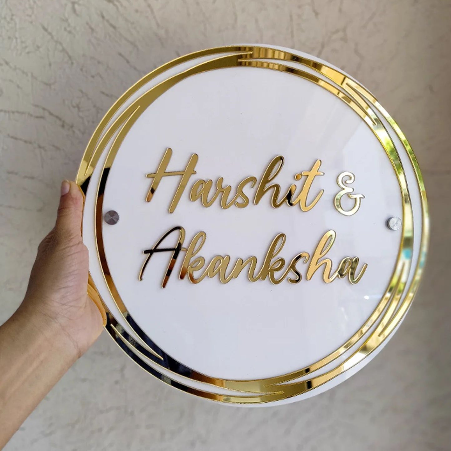 Customized Acrylic Name Plate White and Golden