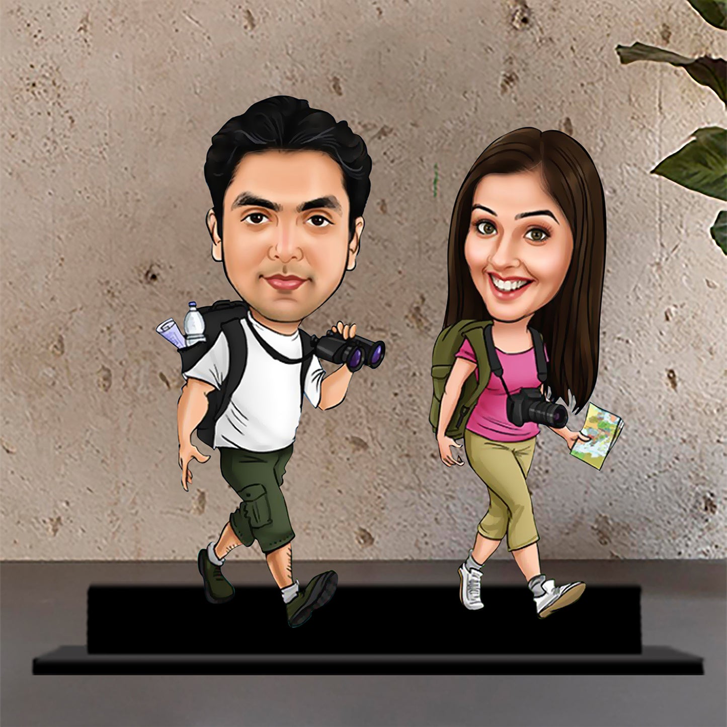 The Explorer Couple Caricature