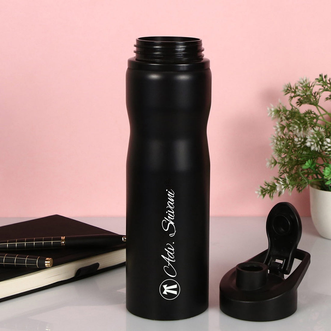 Black Bottle with Engraved Name For Lawyer