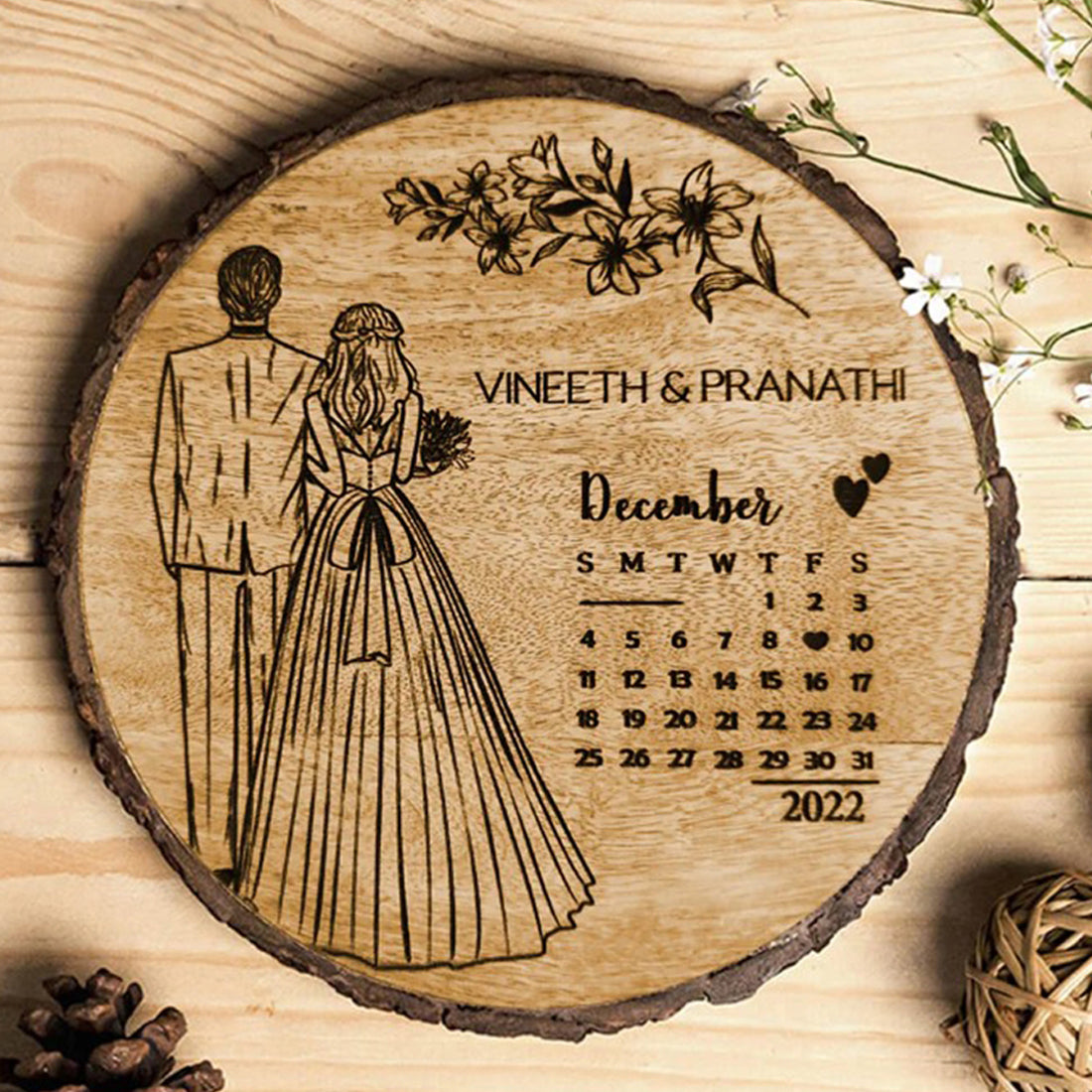 Natural wooden With Engraving
