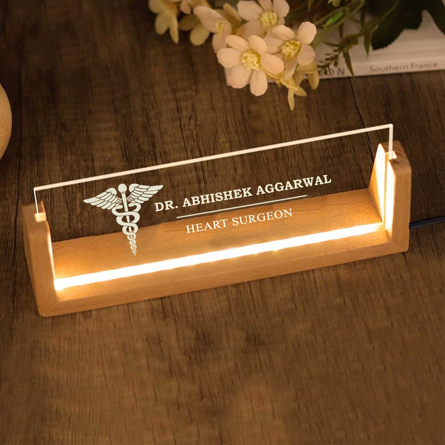 Desk Name Plate With LED Light For Doctors
