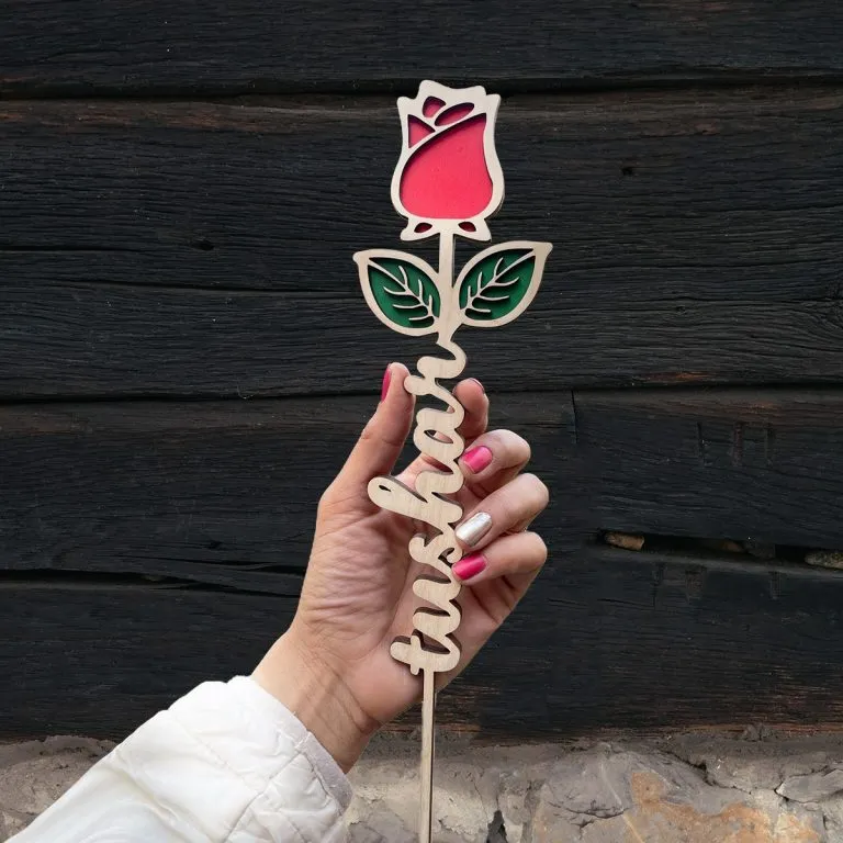 Wooden Personalised Rose