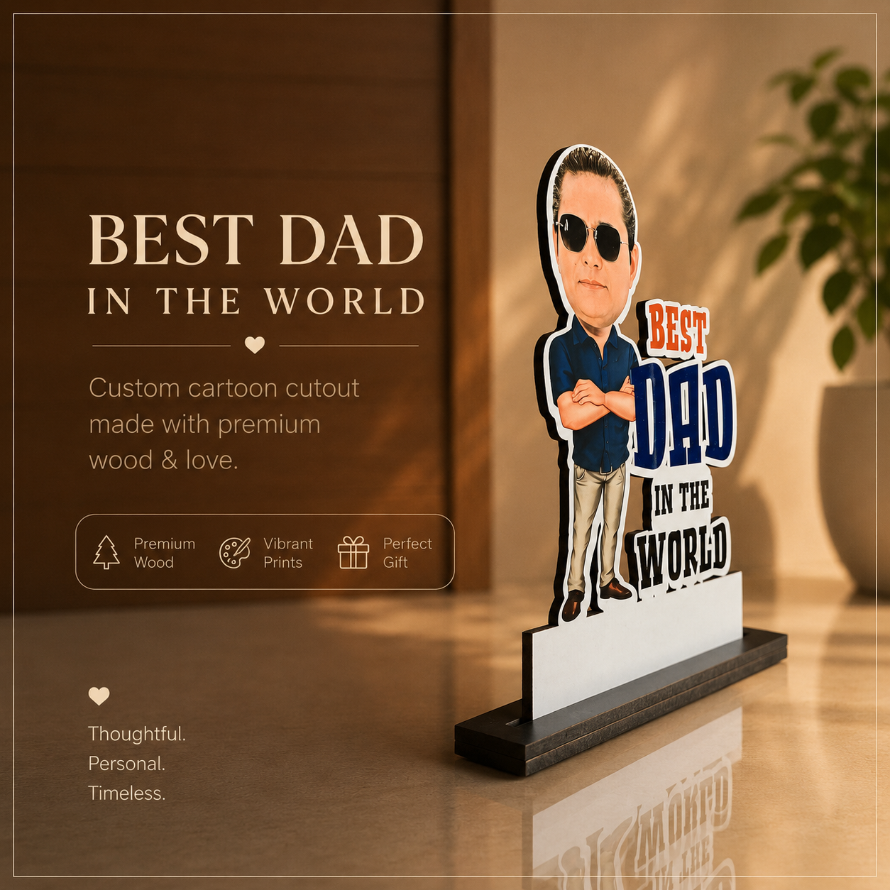 Best Dad in the World – Personalised Cartoon Cutout Gift