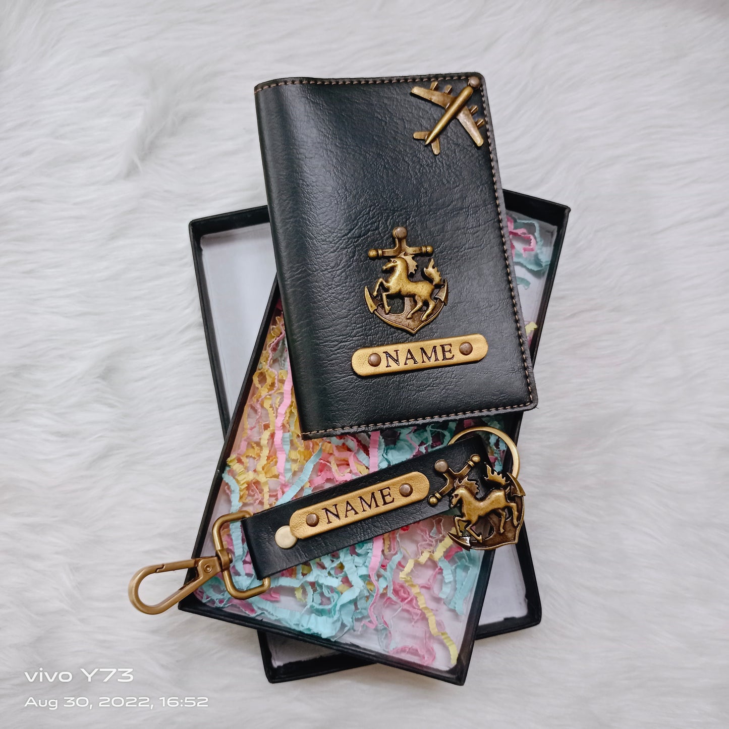 Set of Customised Passport Cover and Name Keychain