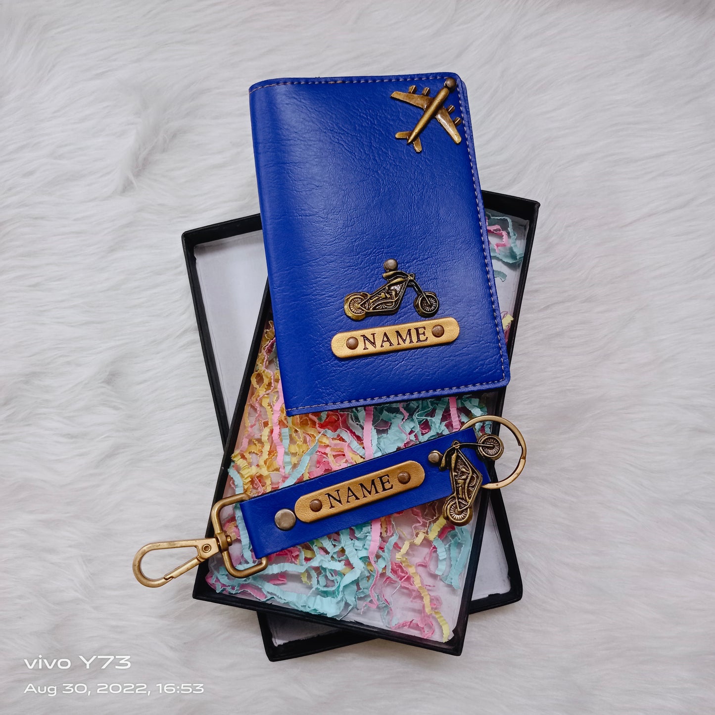 Set of Customised Passport Cover and Name Keychain