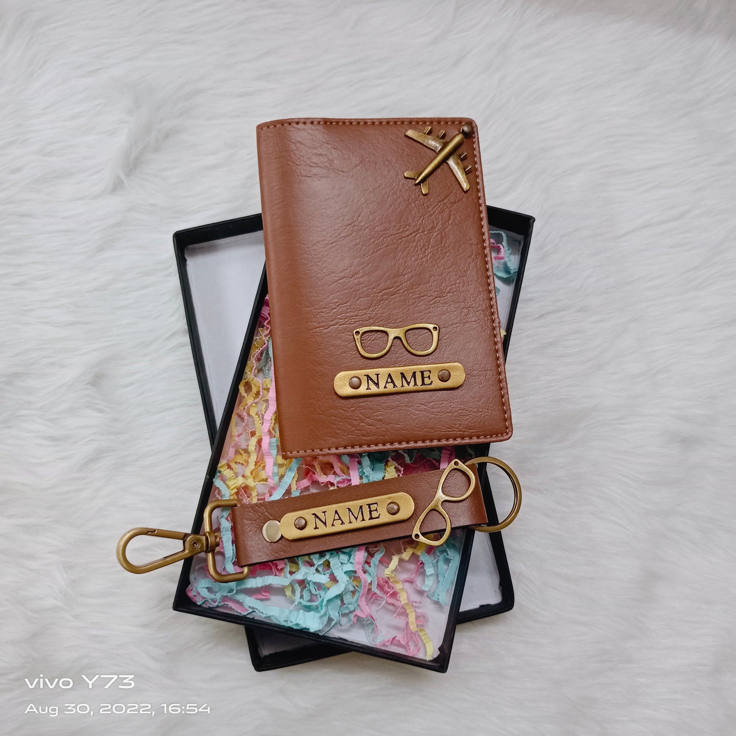 Set of Customised Passport Cover and Name Keychain