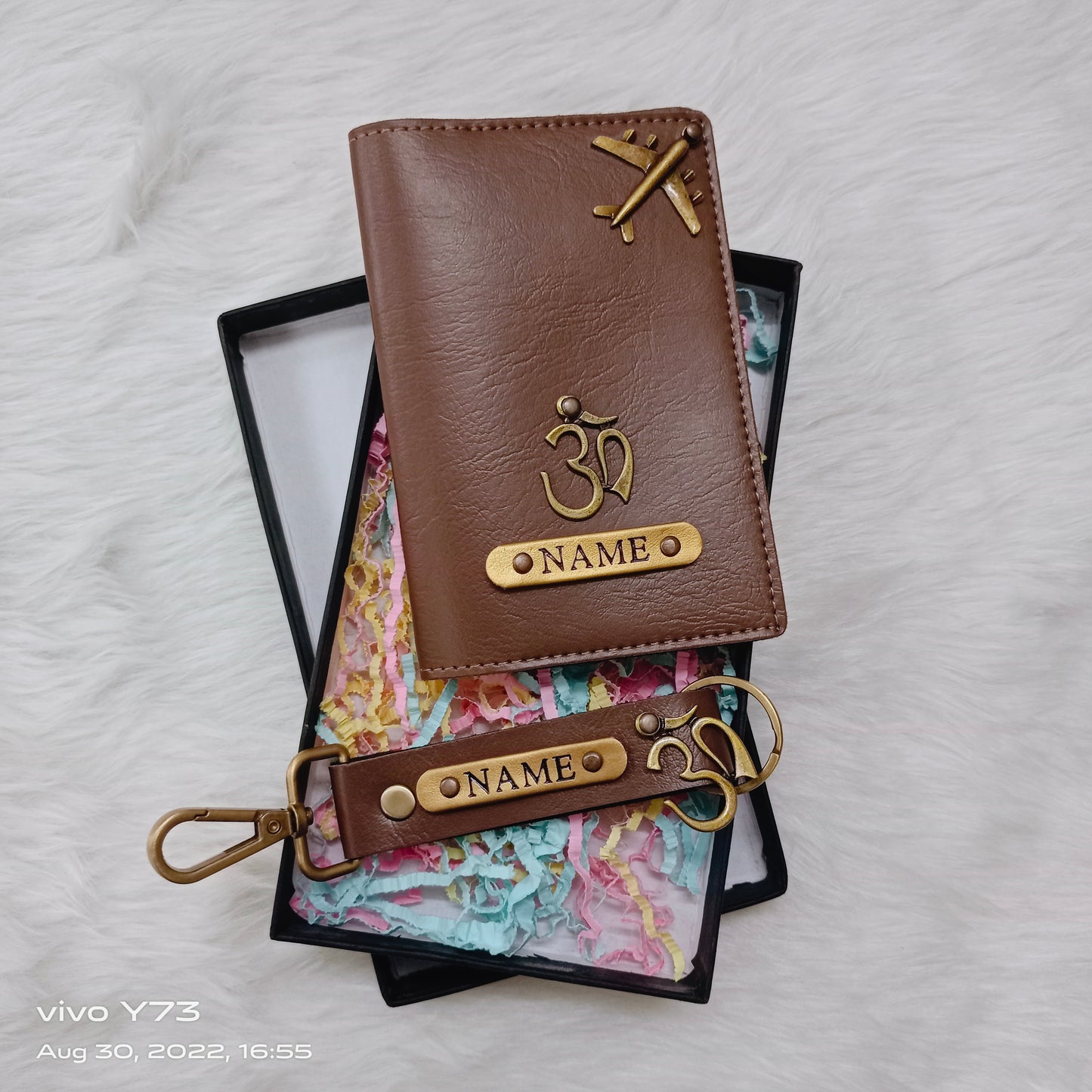 Set of Customised Passport Cover and Name Keychain