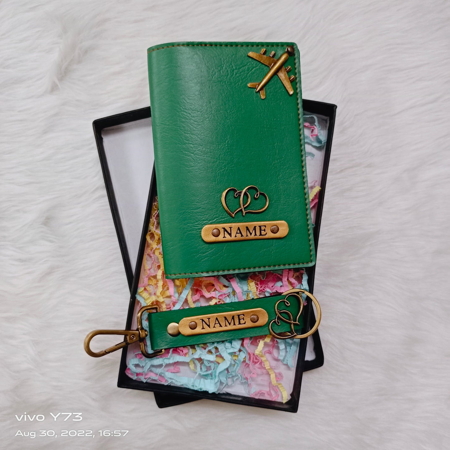 Set of Customised Passport Cover and Name Keychain