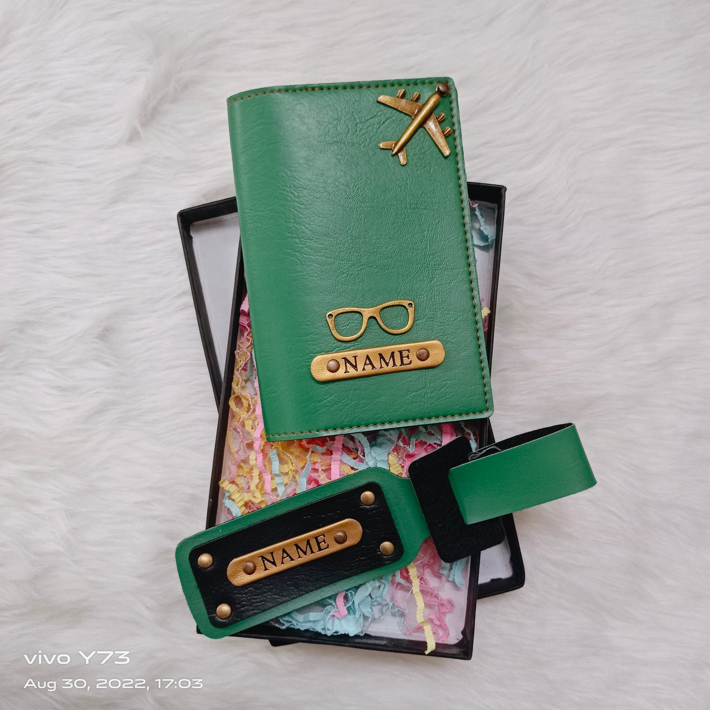 Set of Customised Passport Cover and Luggage Tag