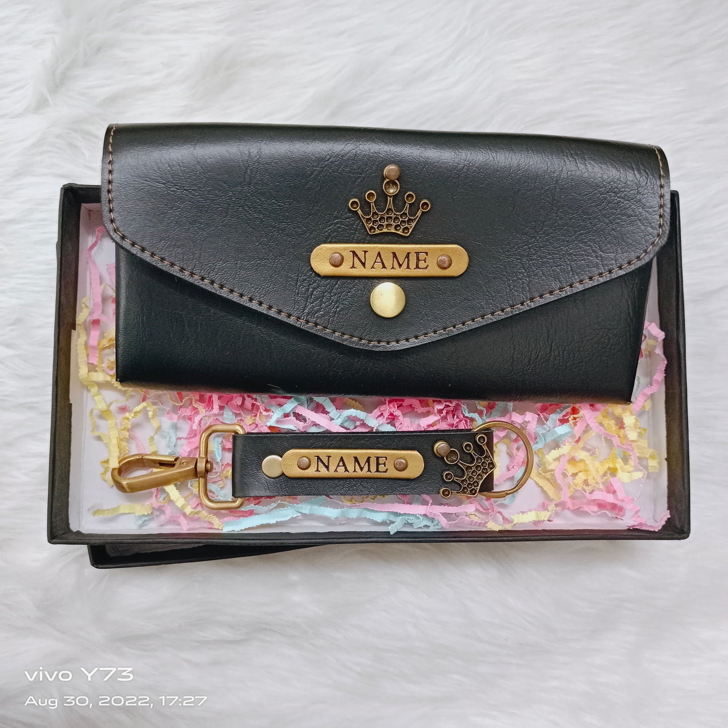 Set of Customised Name Ladies Wallet and Name Keychain