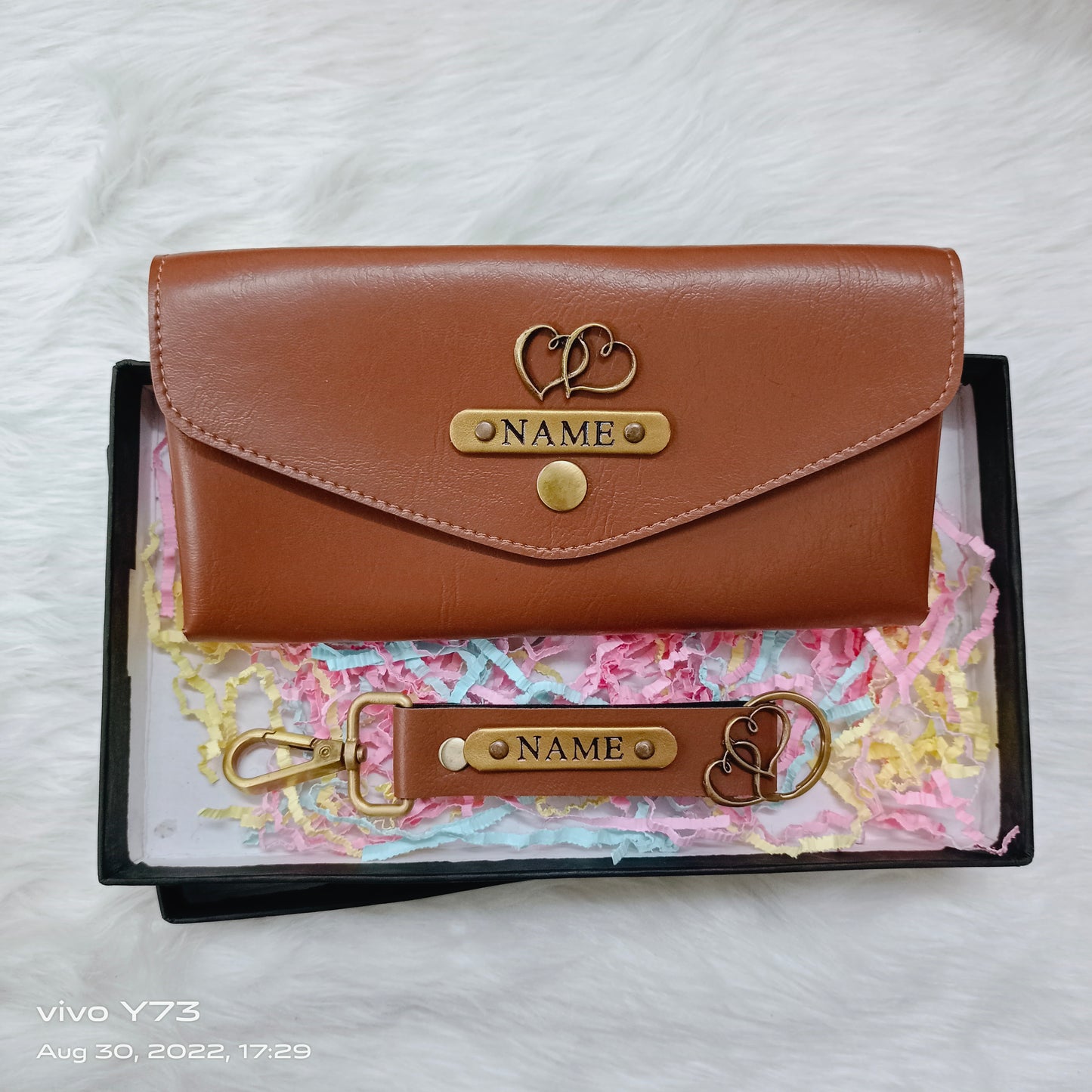 Set of Customised Name Ladies Wallet and Name Keychain