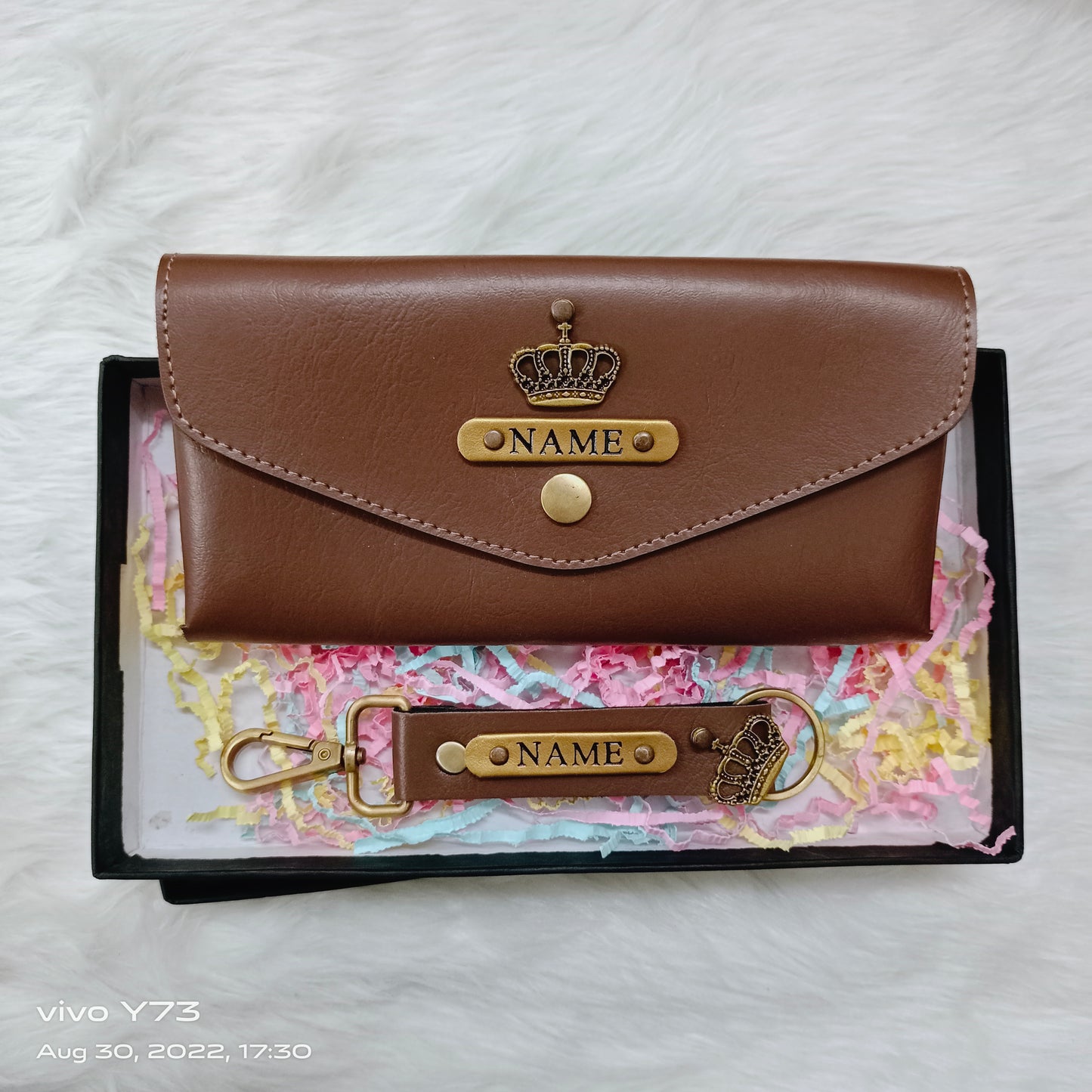 Set of Customised Name Ladies Wallet and Name Keychain