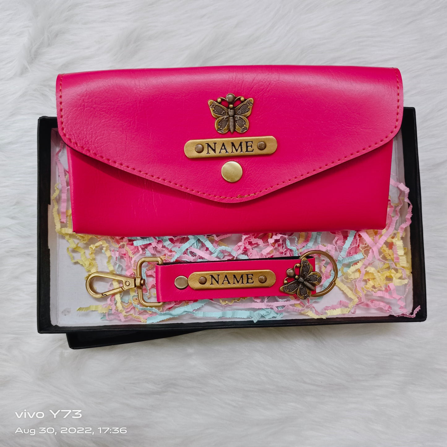Set of Customised Name Ladies Wallet and Name Keychain