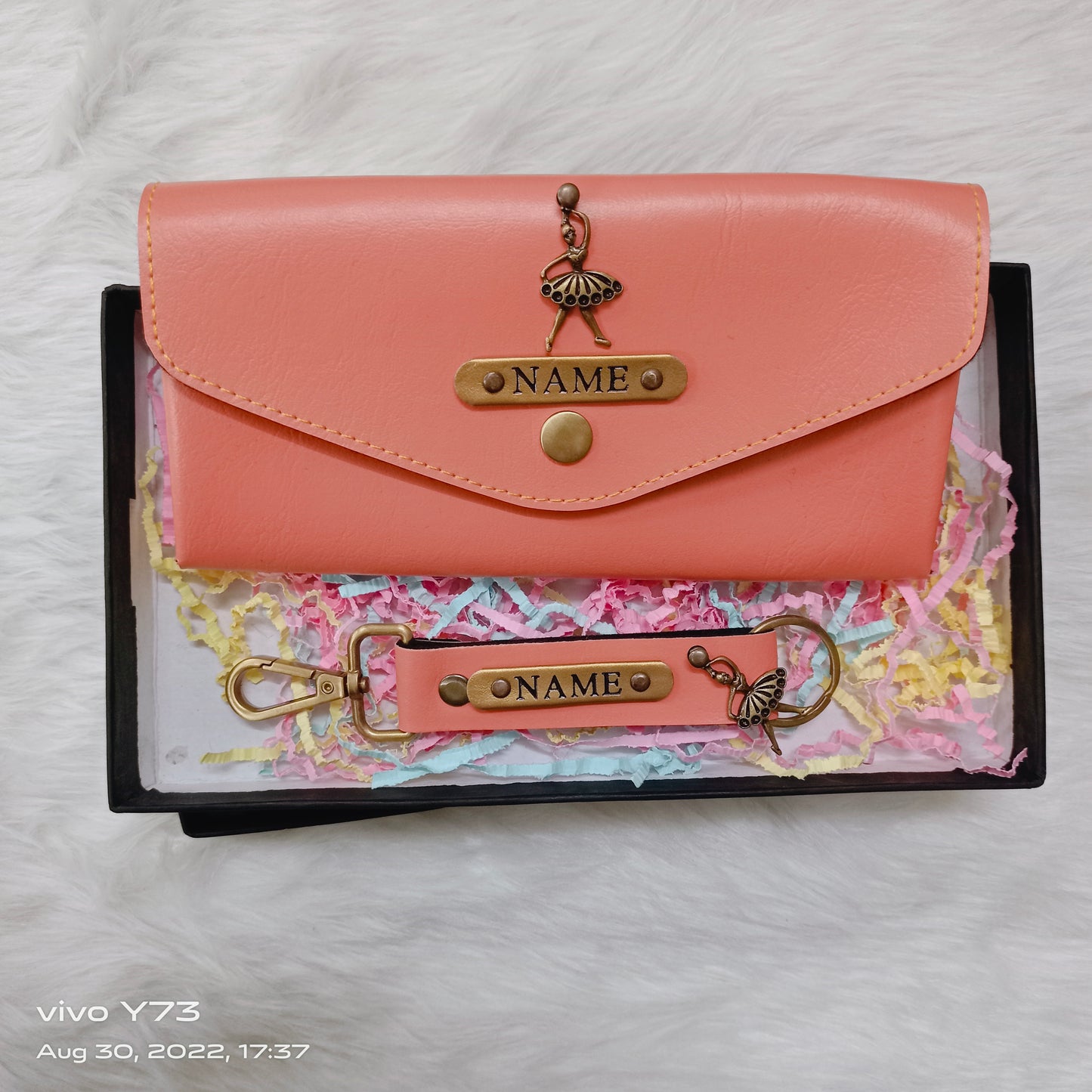 Set of Customised Name Ladies Wallet and Name Keychain