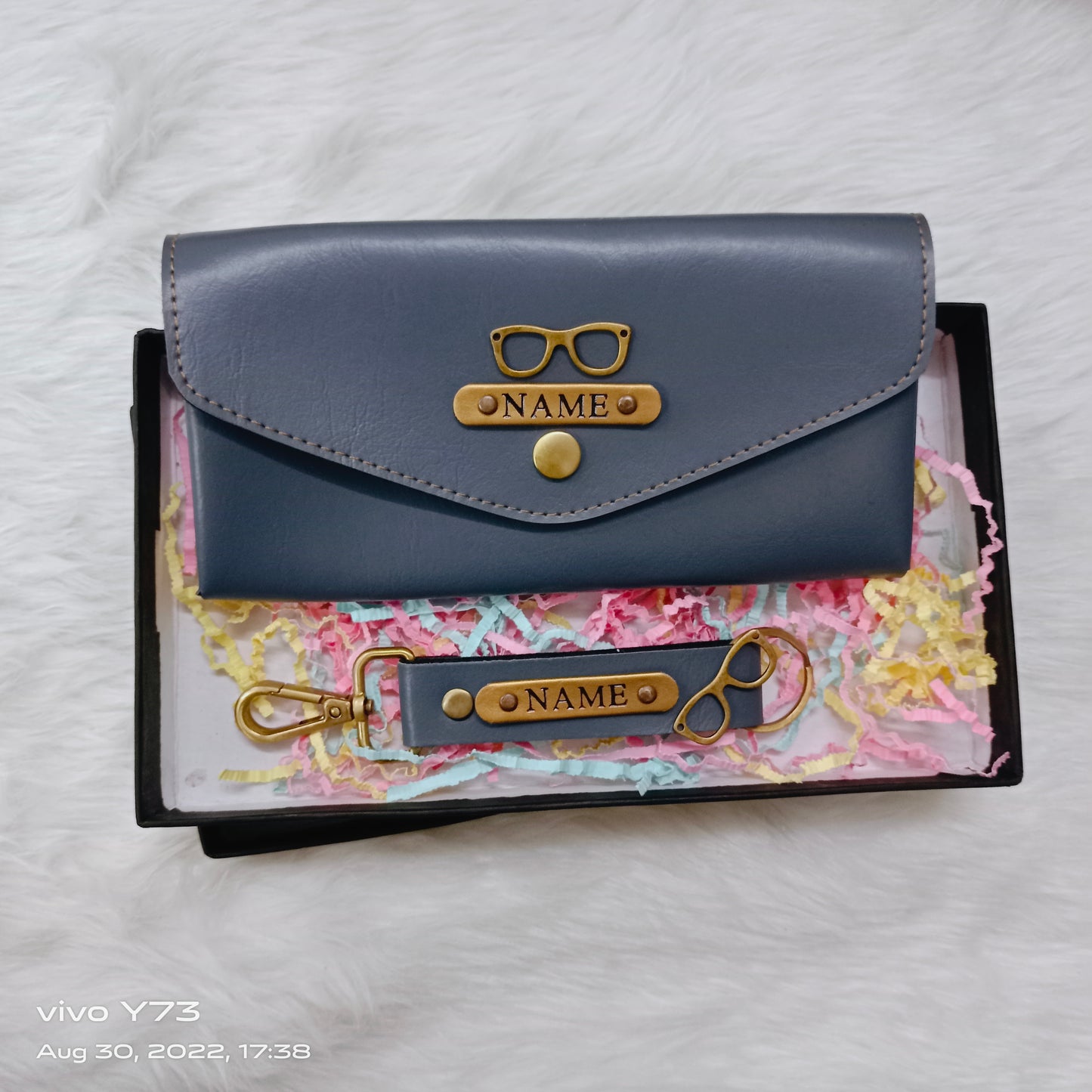 Set of Customised Name Ladies Wallet and Name Keychain