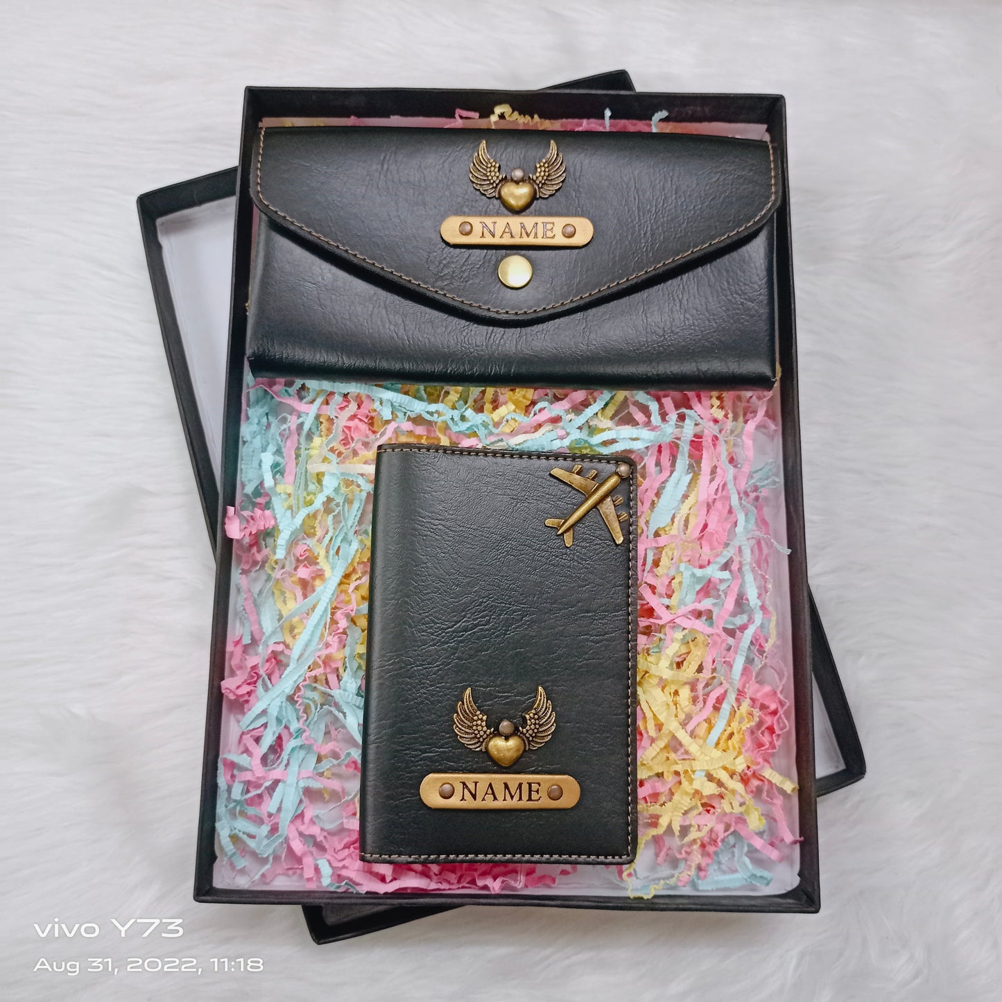 Set of Customised Name Ladies Wallet and passport cover