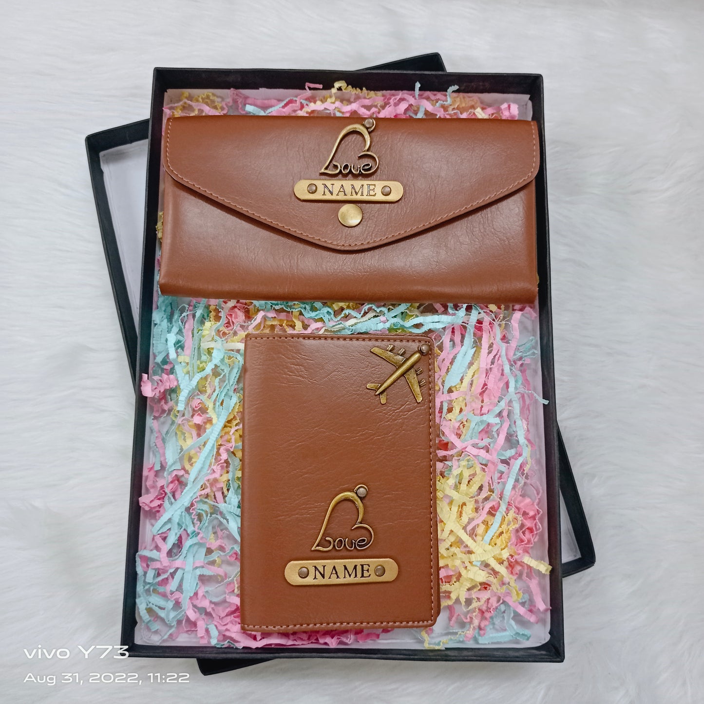 Set of Customised Name Ladies Wallet and passport cover