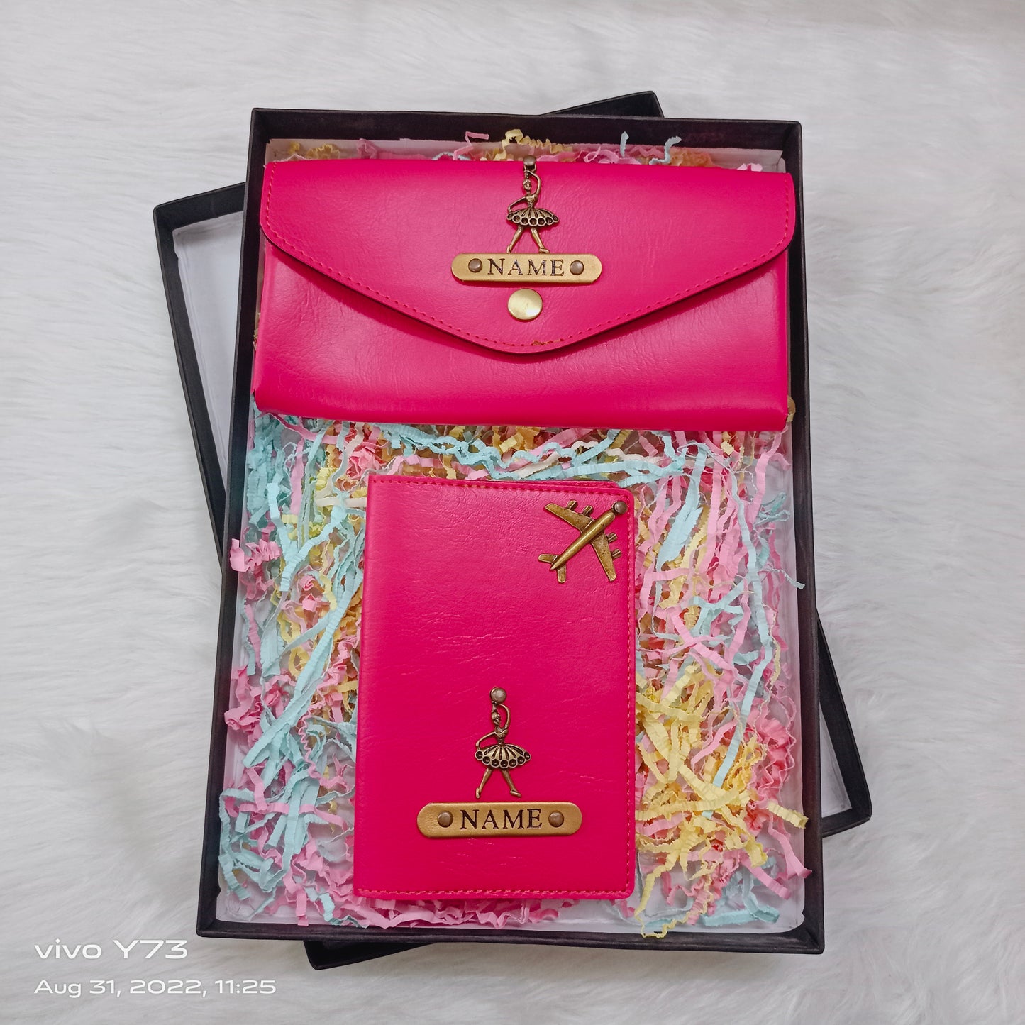 Set of Customised Name Ladies Wallet and passport cover