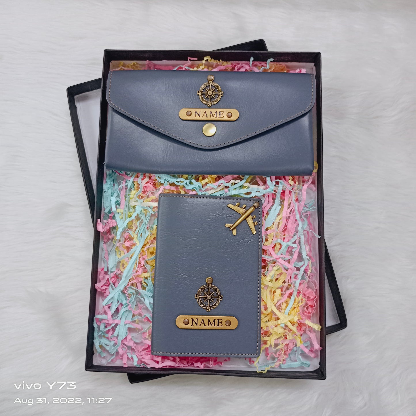 Set of Customised Name Ladies Wallet and passport cover