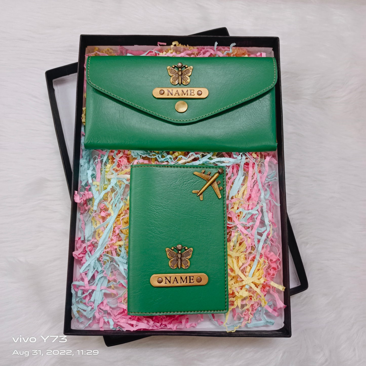 Set of Customised Name Ladies Wallet and passport cover