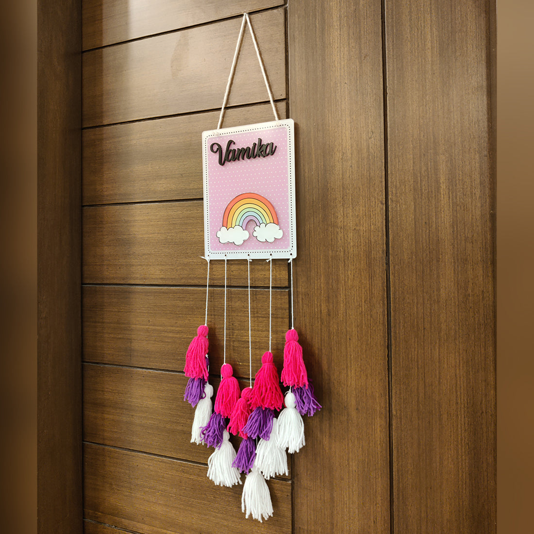 Rainbow Theme Name Plate with Tassle