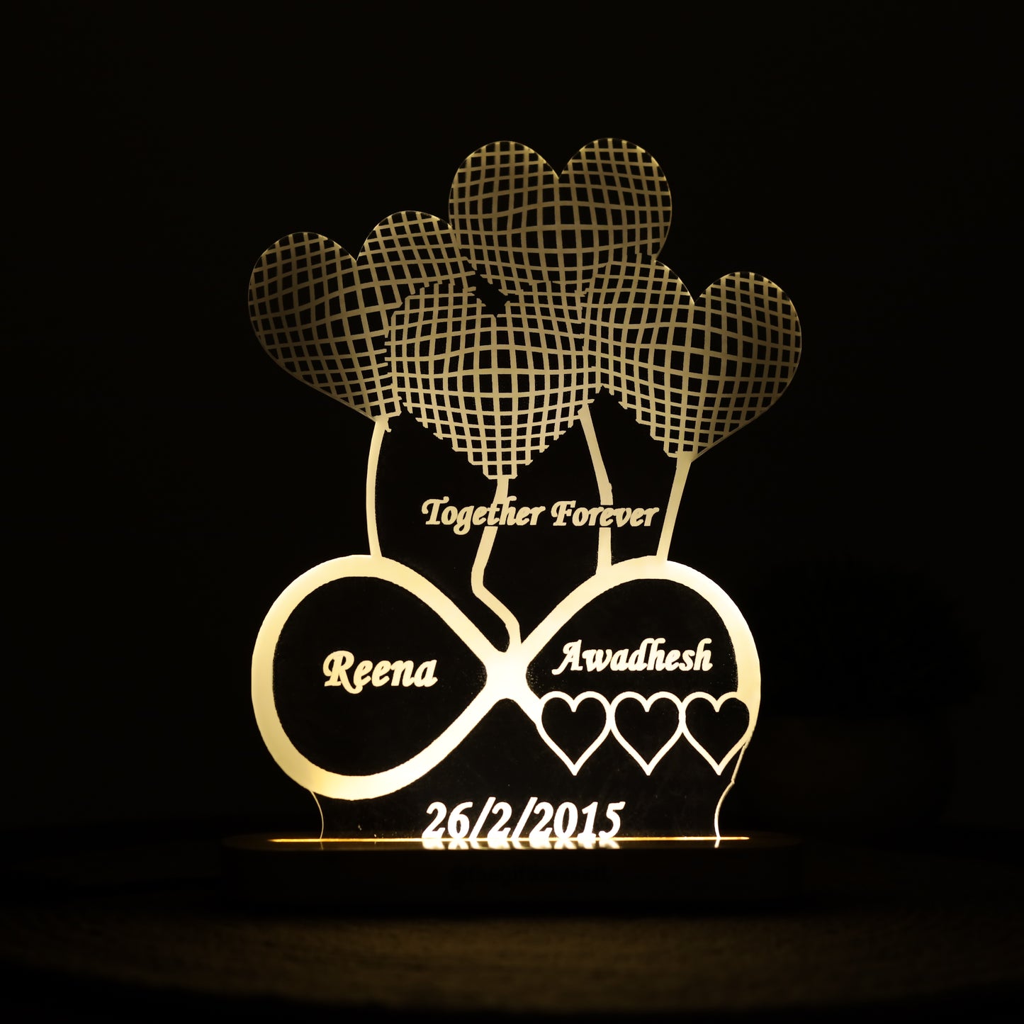 Heart 3d Illusion Acrylic LED Lamp