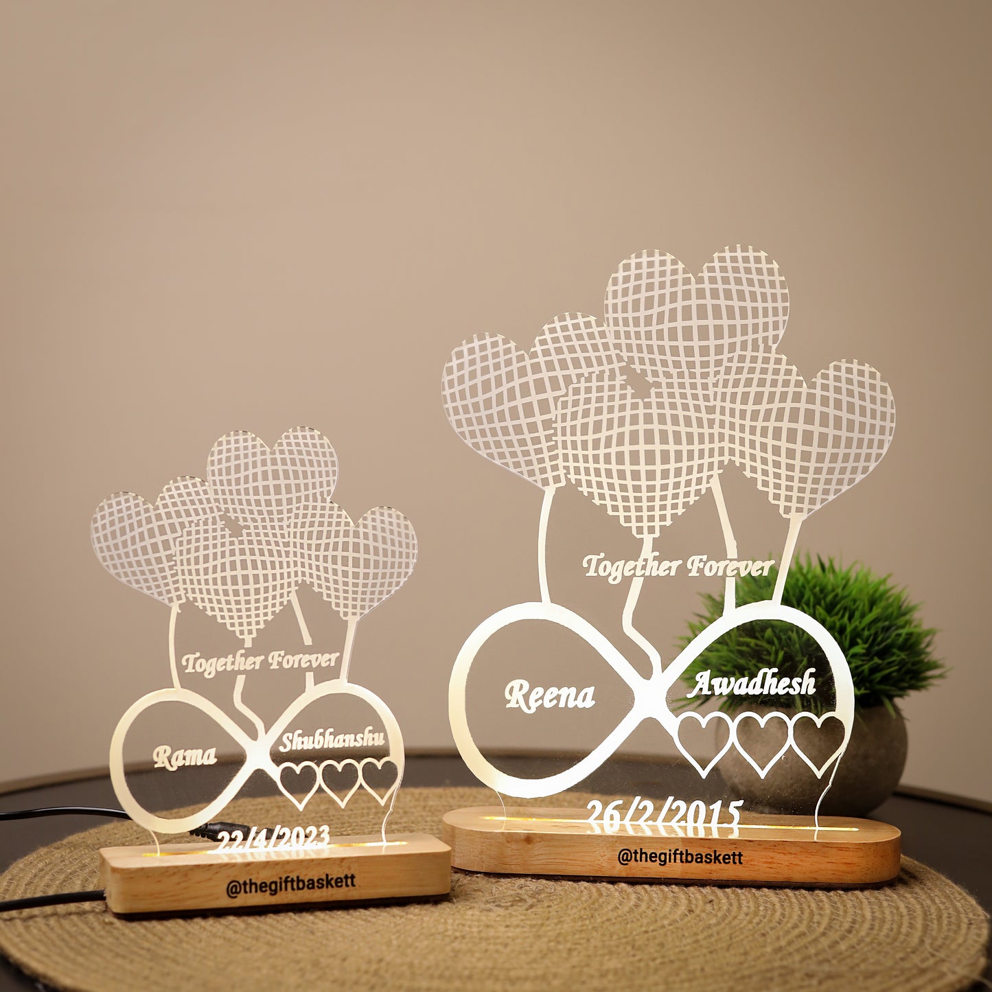 Heart 3d Illusion Acrylic LED Lamp