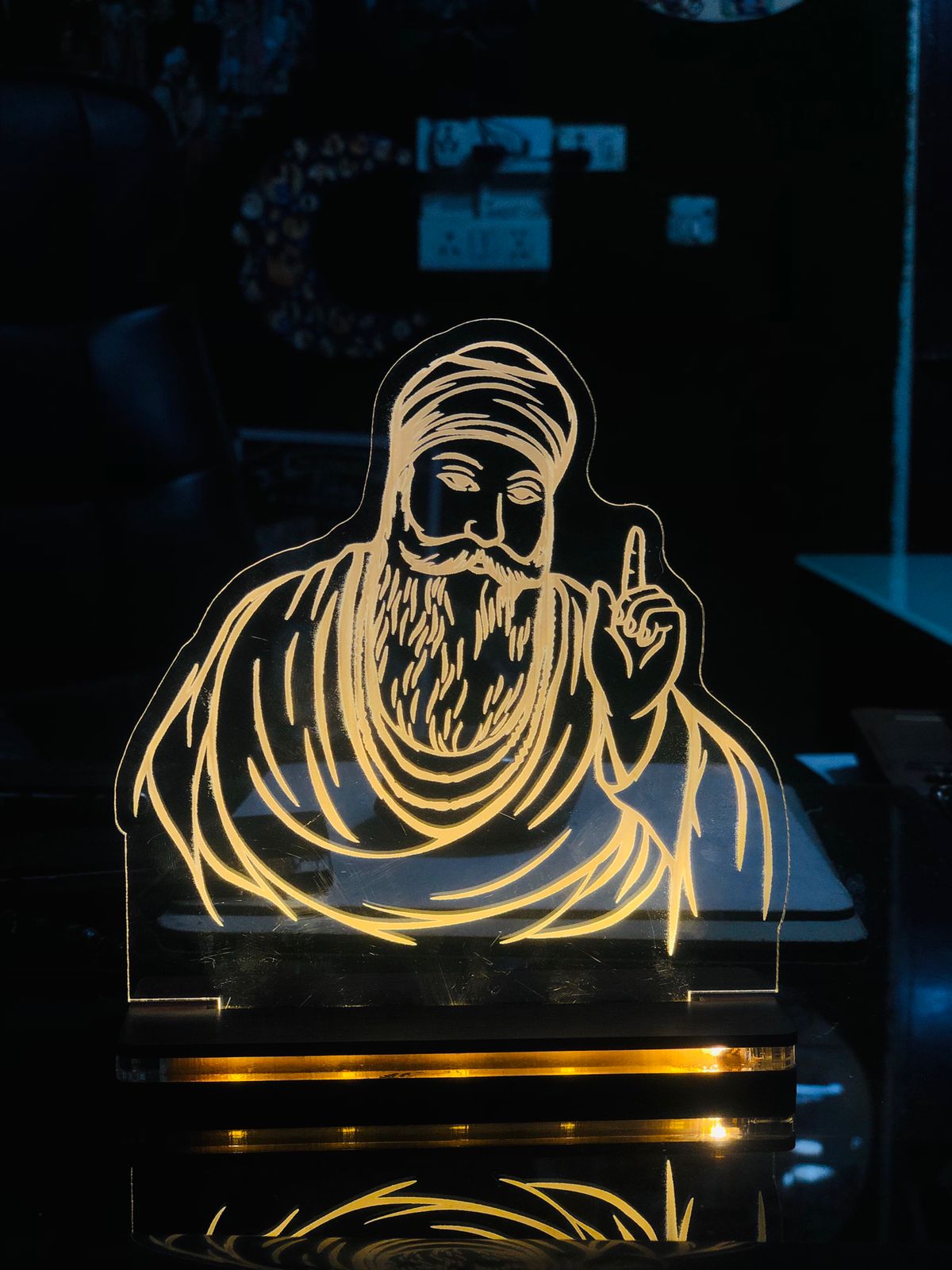 Guru Nanak Ji 3D Illusion LED Line Art Lamp