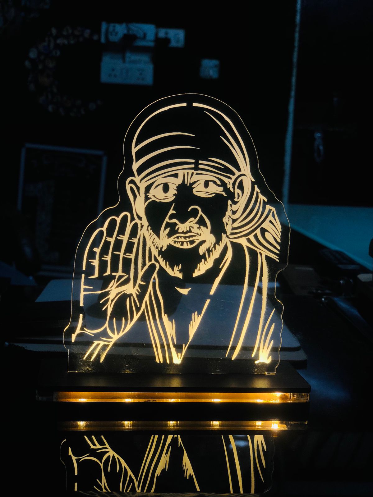 Sai Baba 3D Illusion LED Line Art Lamp