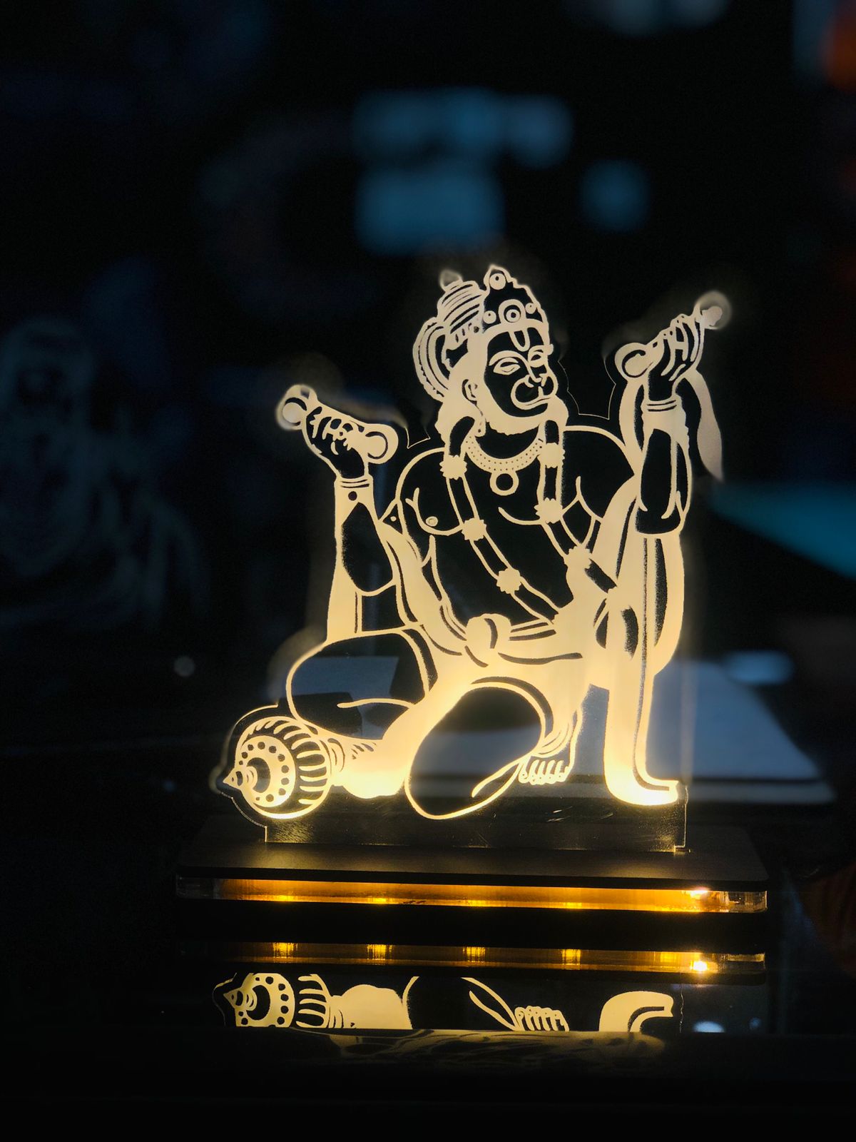 Hanuman Ji 3D Illusion LED Line Art Lamp