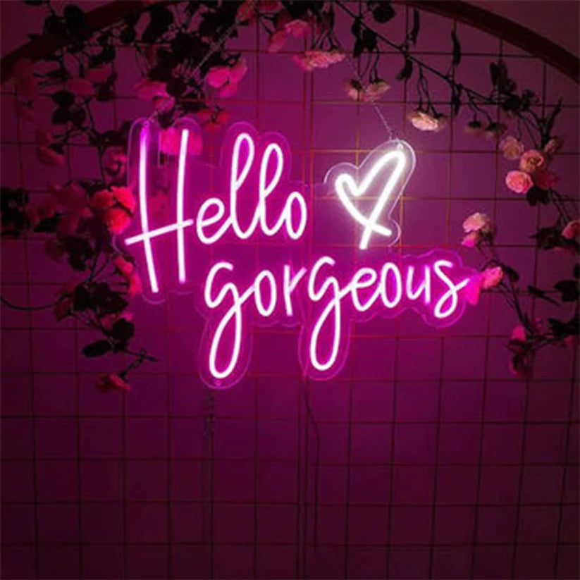Hello Gorgeous Neon Sign( SIZE 18X24 Inches)