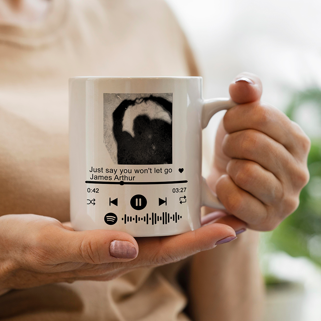 White Spotify Themed Coffee Mug