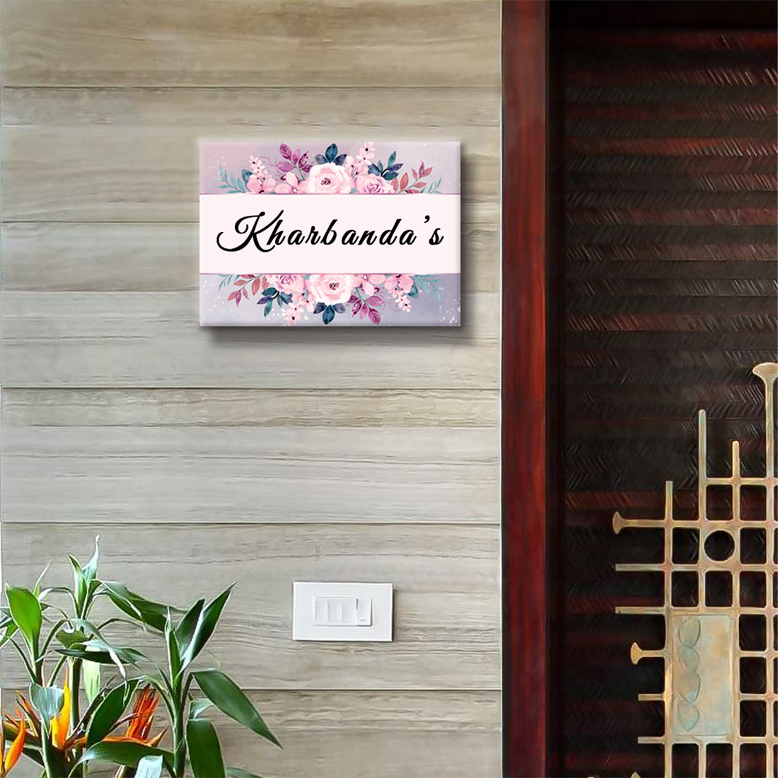 Floral Name Plate