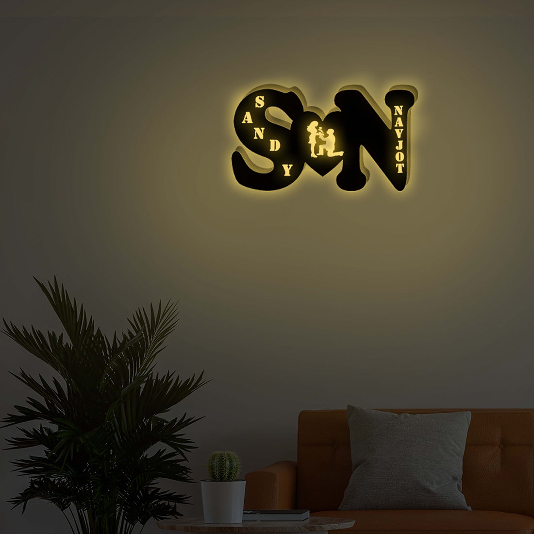 Couple Alphabet With Proposal Heart Lamp(Any Alphabet Can Be Done)