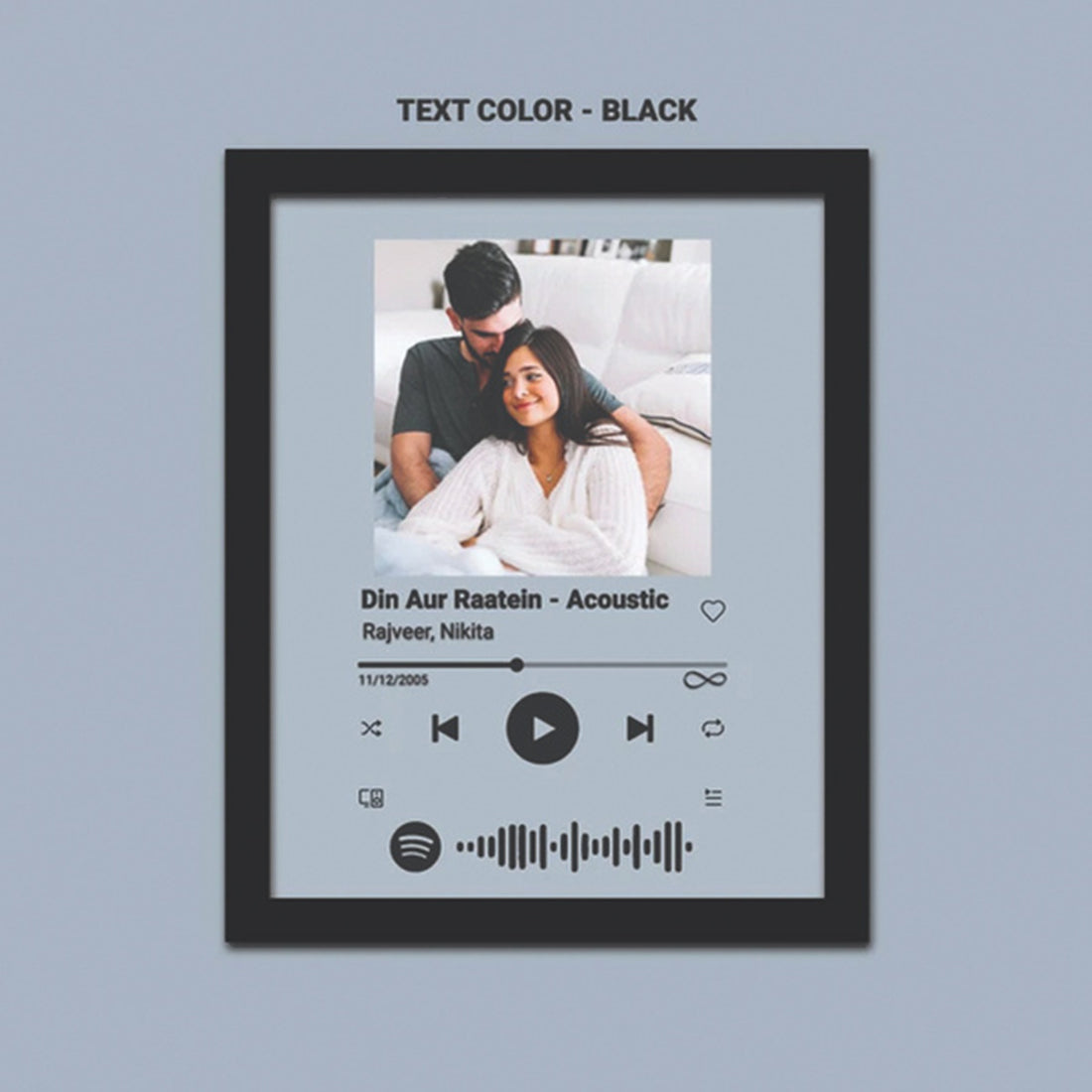 Personalised Spotify Acrylic Music Plaque With Frame ( Black text)