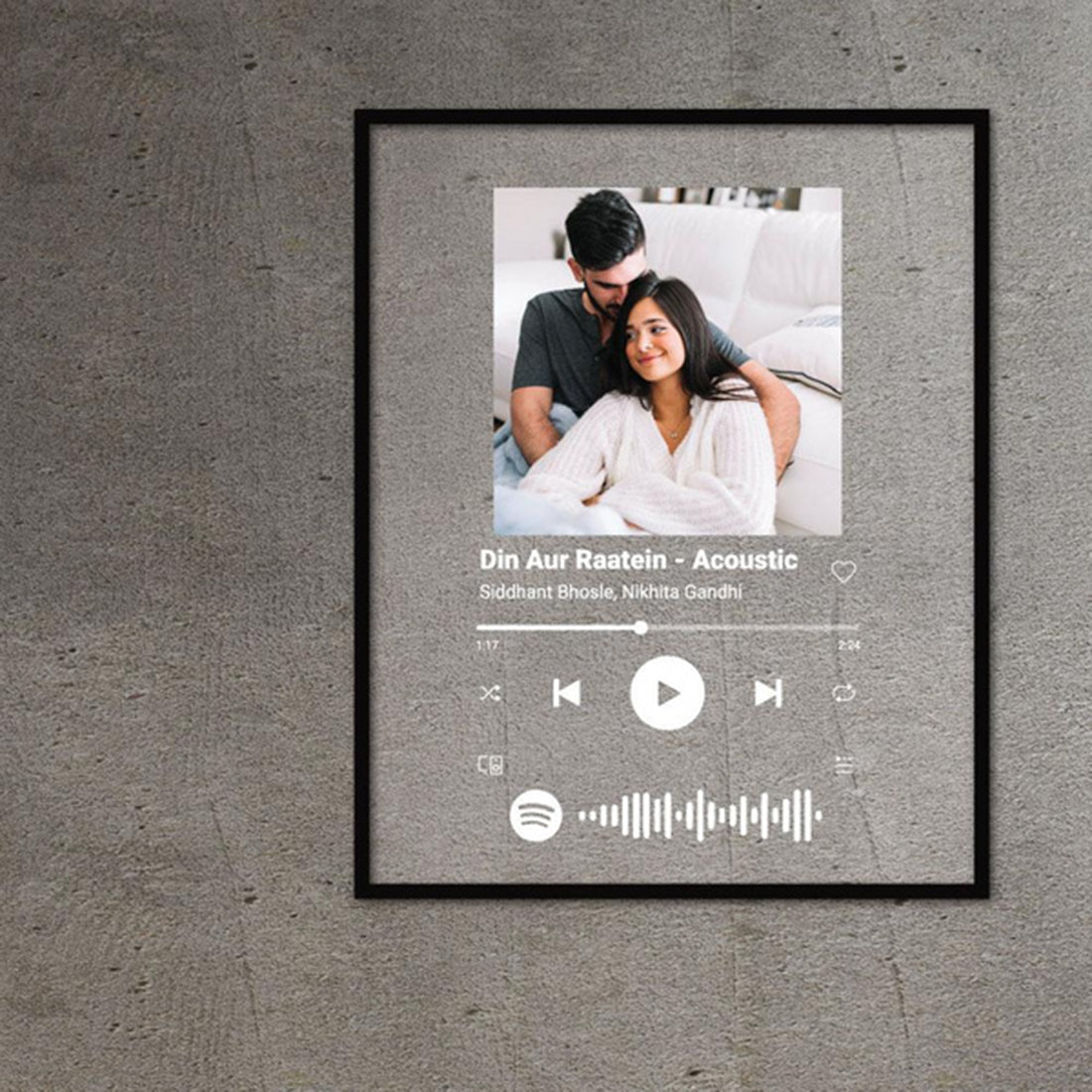 Personalised Spotify Acrylic Music Plaque With Frame ( White text)