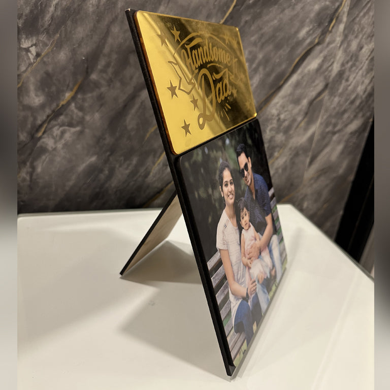 Personalized Wooden Table Top Photo Frame With Customise Text