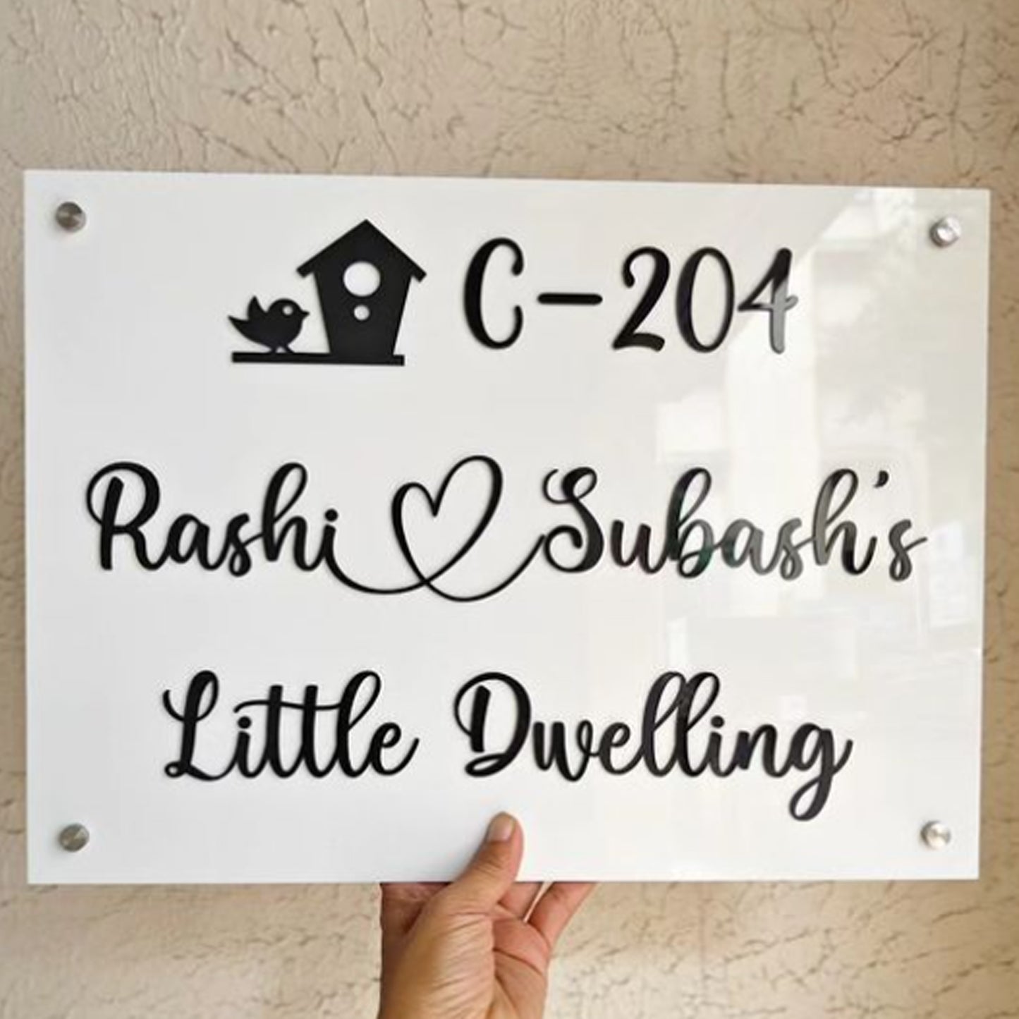 Customized Acrylic Name Plate Black and White
