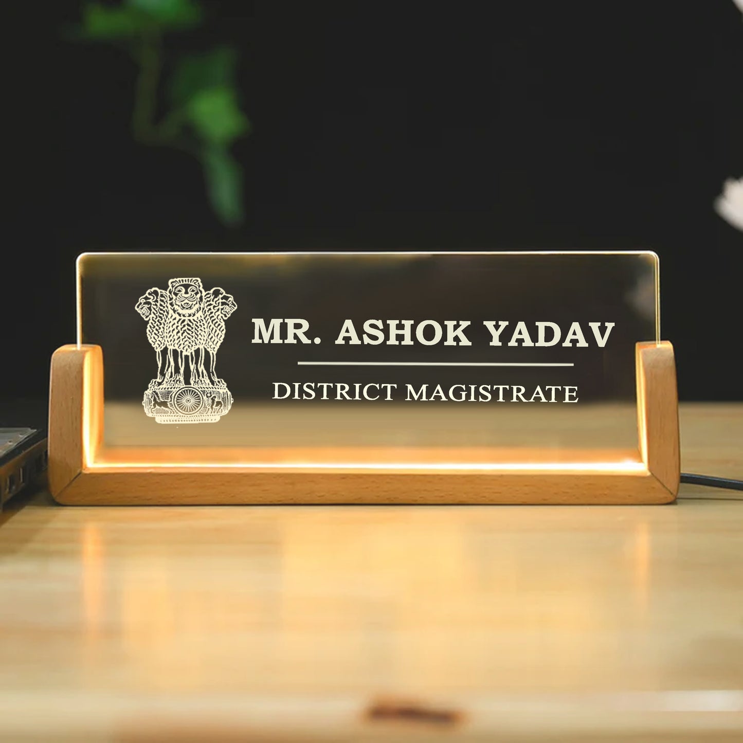 Desk Name Plate With LED Light For Legal Professionals