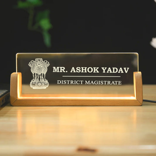 Desk Name Plate With LED Light For Legal Professionals