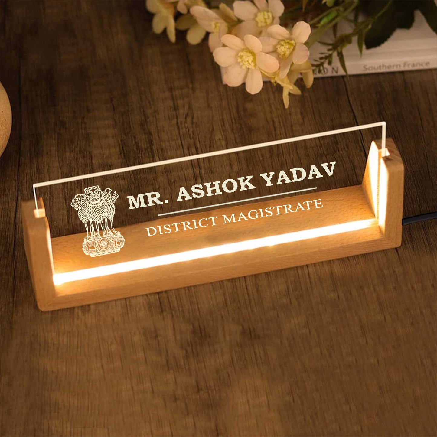 Desk Name Plate With LED Light For Legal Professionals