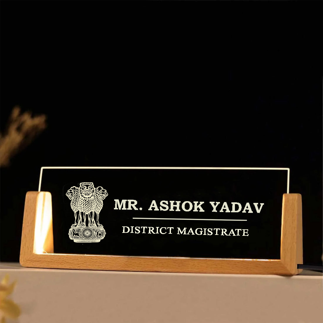 Desk Name Plate With LED Light For Legal Professionals