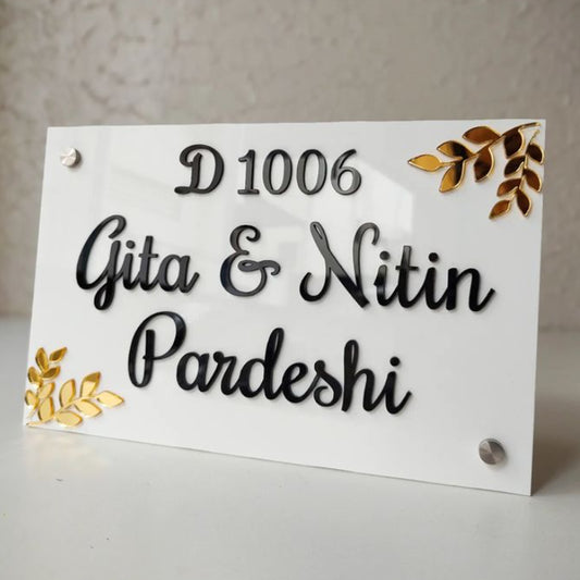 Customized Acrylic Name Plate Black and White