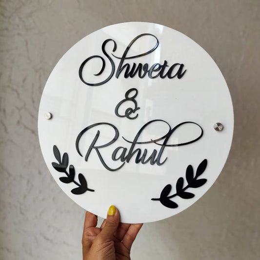 Customized Acrylic Name Plate White and Black