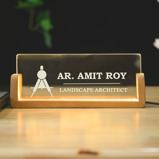 Desk Name Plate With LED Light For Architects