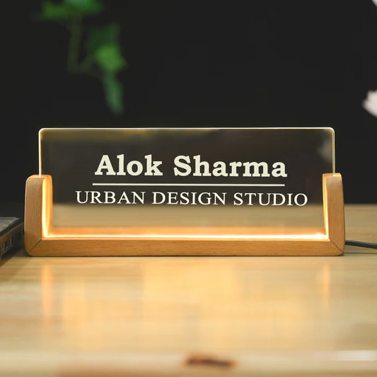 Desk Name Plate With LED Light