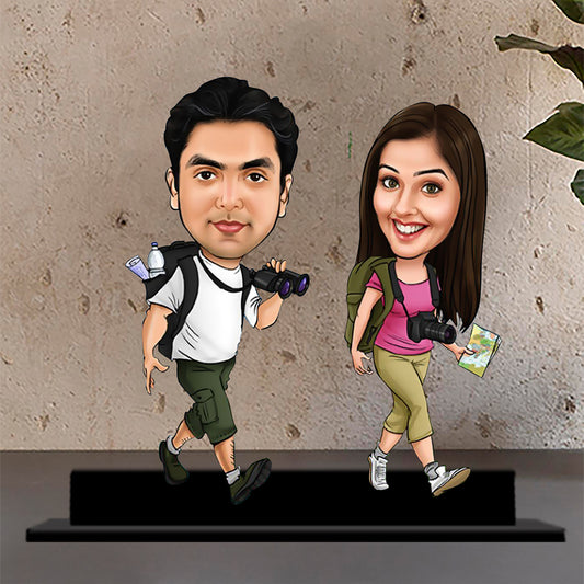 The Explorer Couple Caricature